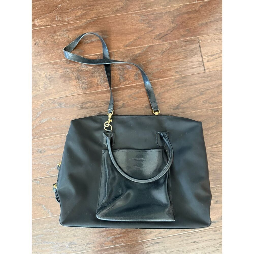 Lancel Black Leather Travel Bag